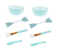 Alipis 3 Ensembles Kit de Accessoires Beauté Silicone pour Masque Facial Pinceau Double Tête Doux pour Application et Nettoyage Bol à Mélange Inclus Outil Multifonction pour Soins Visage
