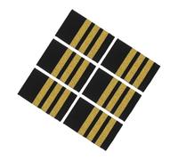 Alipis 3 paires Épaulettes Pilote Dorées Bande Tissée Durables pour Uniformes de Capitaine Adaptées Pilotes Hôtesses et Stagiaires Aéronautiques