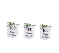Alipis 3 Pièces Bannière du 100e Anniversaire Fournitures De Fête pour Les Enfants Bannière De Toile Signe D'annonce De Bébé Déco Ado Fille Bannières Enregistrements Tissu Oxford