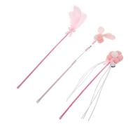 Alipis 3 Pièces Bâton de Chat Interactif Rose, Réglable, PVC | Trois Têtes de Jeu Variées, Polyester et Plume Artificielle, Lien Maître-chat, pour Chatons