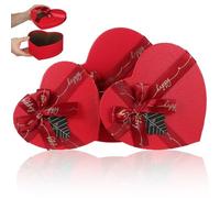 Alipis 3 Pièces Boîte en Papier Rouge Boîte à Friandises avec Couvercle en Forme de Cœur Multifonctionnelle pour Occasions Spéciales et Anniversaires