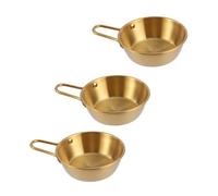 Alipis 3 pièces Bol à Vin Coréen Inox Doré avec Poignée Set de Bols à Soupe et Riz pour Maison Restaurant Barbecue Résistant et Pratique