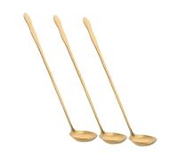 Alipis 3 pièces Cuillères à Soupe Acier Inoxydable à Long Manche avec Poignée Goutte Or pour Remuer Café et Assaisonnement Usage Cuisine et Restaurant