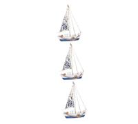 Alipis 3 Pièces Décoration Voile Bateau Pirate Décor De Plage Nautique Décor Antique Tapis De Plage Coquillages Petit Modèle De Voilier Parure De Voilier en Bois