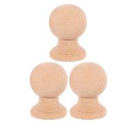 Alipis 3 Pièces Embouts en Bois Non Finition pour Décoration, Ornement de Finition en Bois Beige, Forme Boule, Adaptés pour Escaliers et Lampes, Facile à Teindre, Projet Déco Maison