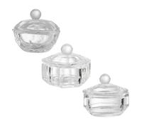 Alipis 3 pièces Lot de Verrines Verre Cristal avec Couvercle pour Poudre et Liquide Ongles Accessoires Nail Art Compacts et Faciles à Transporter Manucure Professionnel et Maison