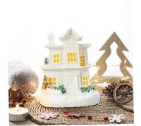 Alipis 3 Pièces Miniature Resin Christmas Village Houses with LED Lights Glowing Xmas Decorations for Holiday Party Tabletop Ornament Home Decor