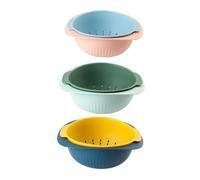 Alipis 3 pièces Panier à Égoutter Double Couche Plastique pour Lavage Fruits Légumes Design Gain de Place et Drainage Rapide Usage Multifonctionnel Cuisine