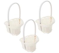 Alipis 3 Pièces Panier de Fleurs Tressé Blanc en Plastique Style Pastoral | Arrangement Floral, Usage Bureau et Chambre, Aspect Attrayant, Organisation Polyvalente, Décoration Sobre