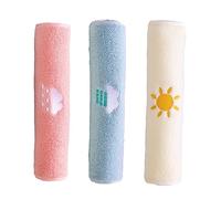 Alipis 3 pièces Serviettes Coton Pur pour Garçon Fille Serviettes Visage Brodées Douceur et Sécurité pour Garçon Fille Couleurs Assorties Blanc Rose Bleu