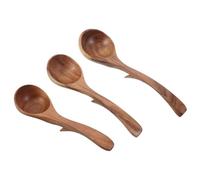 Alipis 3 Pièces Wooden Soup Ladle Set Long Handle With Hook Ergonomic Lightweight Spoon For Serving Stirring Cooking