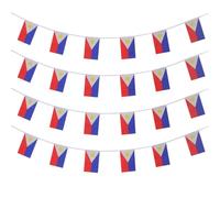 Alipis 30 Pièces Guirlande de Fanions Bord Renforcé Préassemblée Triangulaire en Polyester Installation Facile Drapeau Philippines pour Décoration Maison et Fêtes Scolaires