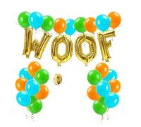 Alipis 35 pièces Set de Ballons pour Anniversaire Animal Domestique Décoration Fête Chien avec Ballons Bleus Verts Oranges et Lettres Woof Réutilisable et Facile à Gonfler
