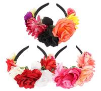 Alipis 3pièces Bandeau Fleuri Mexicain pour Halloween Cosplay et Accessoires pour Cheveux Gothiques Couronne de Fleurs Halloween