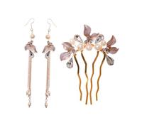 Alipis 3pièces Peigne à Cheveux Fourchette et Boucles Oreilles pour Femme Ensemble de Coiffure Mariage
