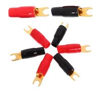 Alipis 4 Paires de Cosses à Fourche Calibre 0Ga en Laiton Jaune pour Câbles Audio Connecteurs à Sertir pour Haut-Parleurs Bornes Électriques Solide Usage Industriel et Modification