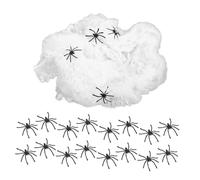 Alipis 4 Paquets Lot de Toiles Araignée Blanches Décoratives pour Halloween avec Minuscules Araignées Plastique Kit pour Décorations Intérieures Extérieures