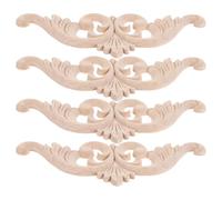 Alipis 4 Pièces Applique en Bois Sculpté Non Peint Beige pour Décoration de Meubles, Intégration sans Couture et Détails Artistiques, pour Décoration de Cadre de Lit et Espace Intérieur