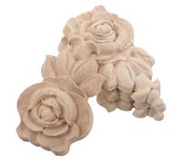 Alipis 4 Pièces Applique Murale en Bois Sculpté, Rosace Décorative Style Européen, Beige, Fait Main, pour DIY et Décoration D’Armoire, Décoration Maison