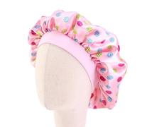 Alipis 4 pièces Bonnet de Bain Élastique Garçon Fille Casquettes Satin Imprimées Protection Cheveux Respirante Bonnet de Nuit Léger et Confortable pour Maison et Voyage Rose Blanc Beige