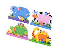 Alipis 4 pièces Cadre Photo Animal Eva pour Garçon Fille Kit DIY Activités Manuelles Garçon Fille Cadre Décoratif Sûr et Facile à Assembler pour Bureau et Chambre