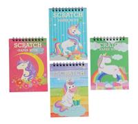 Alipis 4 pièces Cahier à Gratter pour Garçon Fille DIY avec Motifs Cartoon Licorne Carnet Portable de Dessin pour Maternelle Activités Créatives Éducatives avec Stylet Bambou