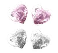 Alipis 4 pièces Coussins Yeux Réutilisables Gel Cœur Coussinets Rafraîchissants pour Contour des Yeux Apaisent Fatigue et Ombres Rose et Argent