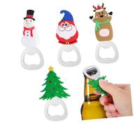 Alipis 4 Pièces Décapsuleurs de Noël Thème Père Noël et Animaux Ouvre-bouteilles Bière Manuel Portable pour et Camping Cadeau Original et Décoration Festive