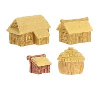 Alipis 4 Pièces Décoration de Maison Miniature en Résine, Figurine de Cottage Miniature, Beige, Style Minimaliste, pour Micro-Paysage et Salon, Design Compact, Tenue des Couleurs