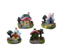Alipis 4 Pièces Décoration Jardin Miniature Maison Féérique en Résine | Finition Soignée, Toucher Agréable, Forme Maison, Ne Se Déforme Pas, Ne Ternit Pas Style Aléatoire