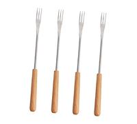 Alipis 4 Pièces Fourchettes à Fondue Inoxydable Avec Manche Bois Fourchettes à Foie Gras Fromage Et Dessert Ustensiles Pour Camping Barbecue Et Pique-