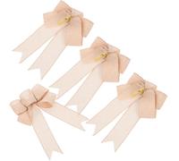 Alipis 4 Pièces Grand Nœud Décoratif en Lin Beige pour Présents et Noël | Style Classique Rustique, Léger et Solide, pour Rampes D’escalier, Garçon et Filles et Ambiance Festive