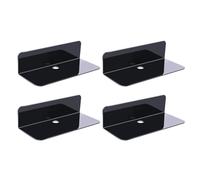 Alipis 4 Pièces Petite Étagère Murale Flottante Noire PS sans Percer | Adhésive, Installation Facile, pour Statues Décoratives et Maquillage, la Cuisine ou Atelier Créatif