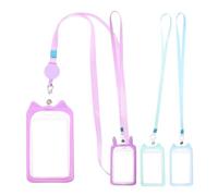 Alipis 4 pièces Porte-badge Tour de Cou Silicone Cartoon avec Lanière Rétractable Étui Protecteur pour Cartes Identité Badges Professionnels et Cartes de Transport
