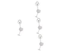 Alipis 4 Pièces porte-clés en verre de vin porte-clés ouvre-bouteille porte-clés pour mur Pendentif en alliage de verres à vin couple porte-clés cristaux Silver