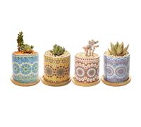 Alipis 4 Pièces Pot de Fleurs Créatif à Motif Mandala