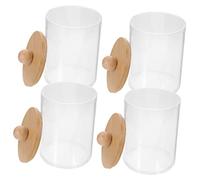 Alipis 4 Pièces pour Coton-Tige Distributeurs D'écouvillons Portables Porte-cosmétique Clair Porte-Cure-Dents Simple Boites De Stockage Transparent Matériel