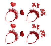 Alipis 4 Pièces Serre-tête Valentine Rouge à Paillettes Forme de Cœur Accessoires Coiffure Festifs pour Femmes et Filles Bandeau Confortable pour Fête Saint-valentin Mariage et
