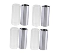 Alipis 4 pièces Slide de Guitare Medium Bottleneck Verre Transparent et Acier Inoxydable Argenté Sustain et Intonation Claire pour Guitaristes Professionnels et Amateurs