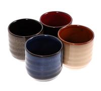 Alipis 4 pièces Tasse à Thé Céramique Japonaise Lot de Service Thé Traditionnel Style Kung Fu Résistant Aux Températures Design Classique pour Maison et Bureau