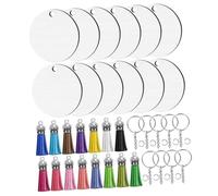 Alipis 40 ensembles Lot de Porte-clés Vierges DIY Sublimation MDF avec Pompons Colorés Légers et Durables pour Décoration Personnalisée et Transfert Thermique