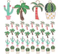 Alipis 40 pièces Breloques Émaillées Alliage pour Création Bijoux DIY Pendentifs Style Hawaii avec Cactus et Palmier Accessoires Légers pour Boucles Oreilles et Bracelets