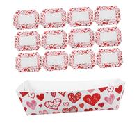 Alipis 40 Pièces Valentine Heart Paper Food Trays Snack Bowls Serving Boats For Popcorn Fries Hot Dog Tacos Party Dessert Plates