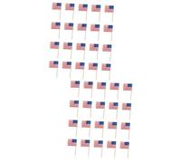 Alipis 400 Pièces Drapeau Américain Mini- Drapeau Union Jack Drapeaux Pics à Cocktail Américains Drapeau Américain Décor Champêtre Papier Crête Bois