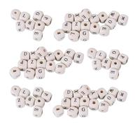 Alipis 400 pièces Perles Bois Carrées Alphabet Naturelles Non Finies pour DIY Bracelets Colliers Bijoux Créatifs