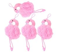 Alipis 4pcs Boule de Bain Flamant Rose pour Garçon et Filles Design Mignon, Matériau Doux Pe, Riche en Mousse, Lavable la Main, Maison Bain des Garçon et Filles