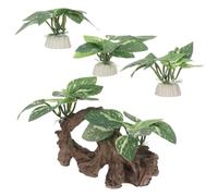 Alipis 4pcs Décorations Aquarium en Bois Flotté Plastique Réaliste pour Betta Crevettes Poissons, Cachette Grotte pour Aquarium, Régule Ph et Favorise Environnement Sain