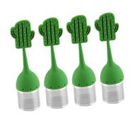 Alipis 4pièces Infuseur à Thé Forme De Cactus Filtre Acier Inoxydable Et Silicone Strainer Pour Thé Vrac Accessoire De Cuisine Créatif Pour Tasses Et Théières