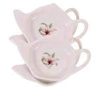 Alipis 4pièces Plateau à Sachets De Thé Céramique Forme De Théière Support pour Sachets De Thé Organisateur De Théière pour Cuisine