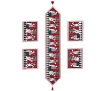 Alipis 5 Pièces Nappe Décorative Nappe Style Rétro Table Tissée, Mélange, Lavable, Pliable, Réutilisable, pour Fête de Noël et Événement Spécial
